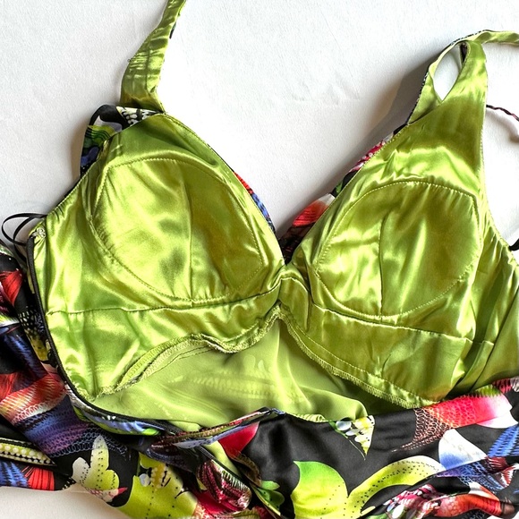 VTG Cache Womens Dress Floral Halter 100% Silk Y2K Party Bright Colorful Size 10 - Picture 14 of 16